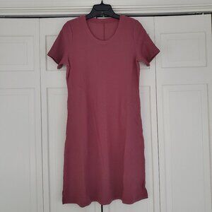 Woolx Harlowe Ribbed Dress Merino Wool Blend Powdered Rose Small